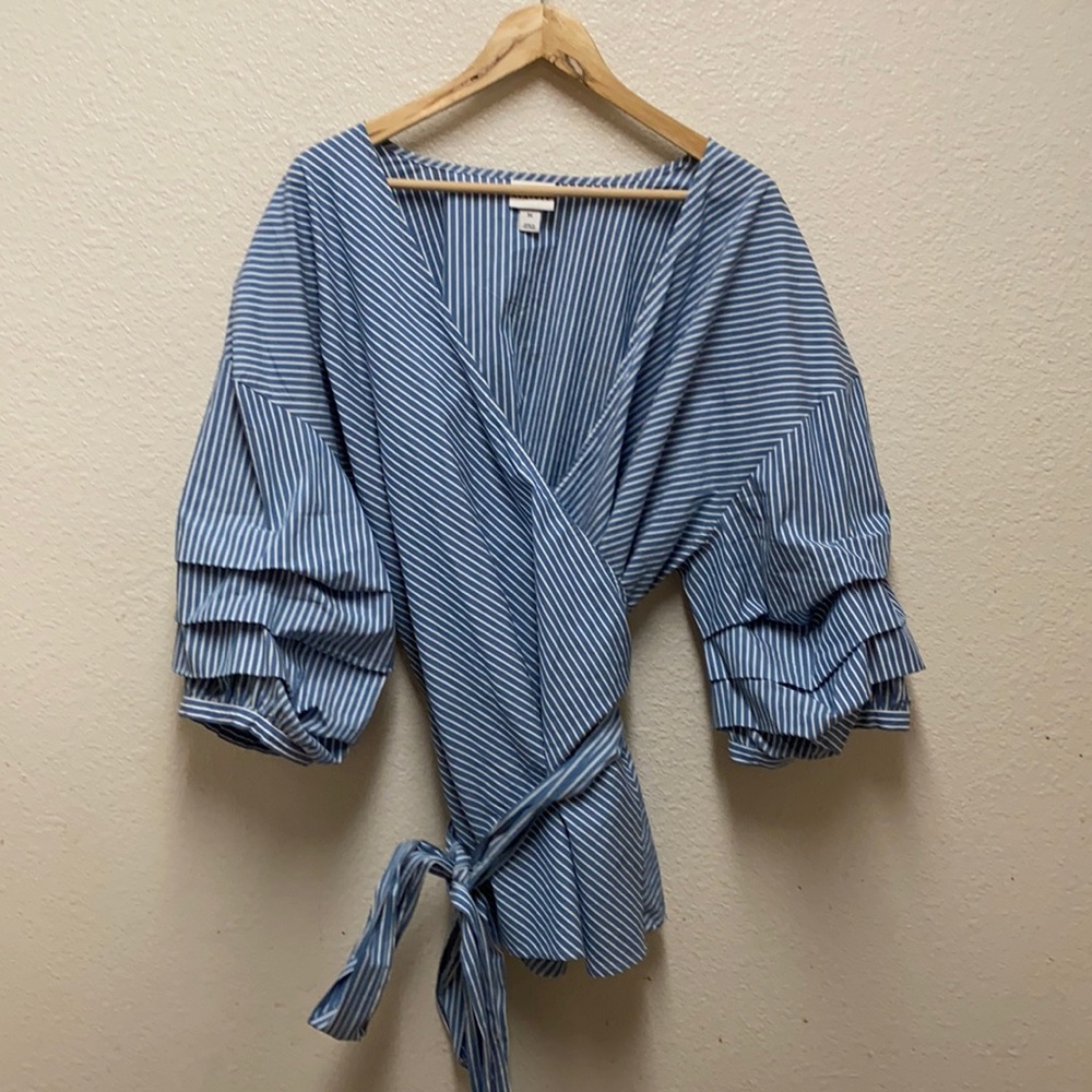 Ava & Viv Striped Wrap Top 3X